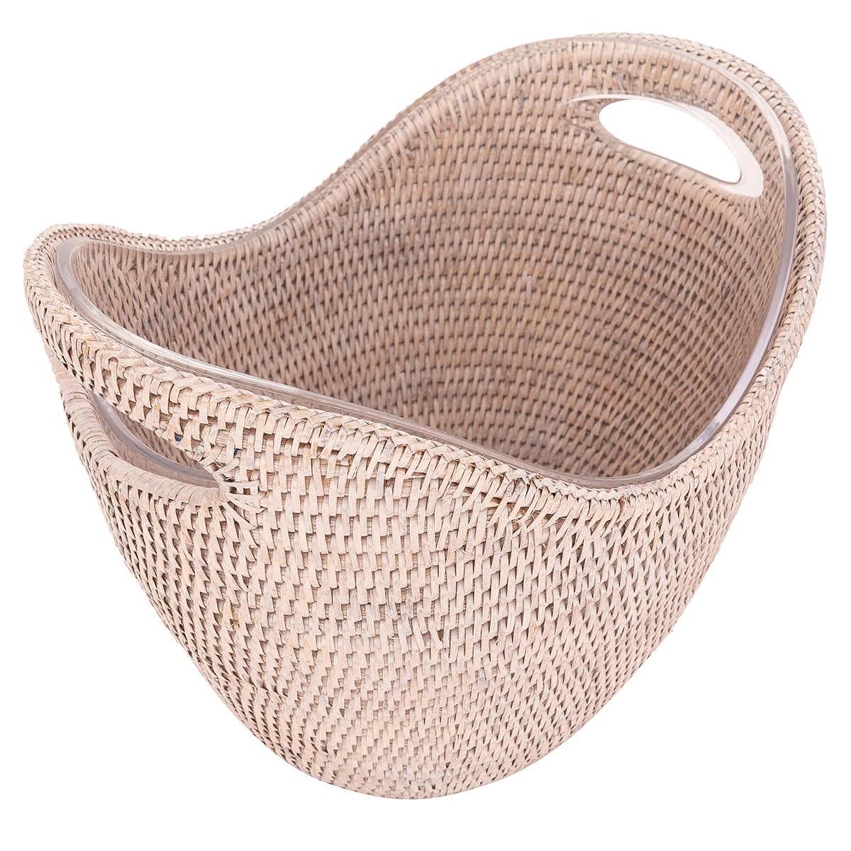 Artifacts Trading Company Rattan Bucket Acrylic Insert White Wash